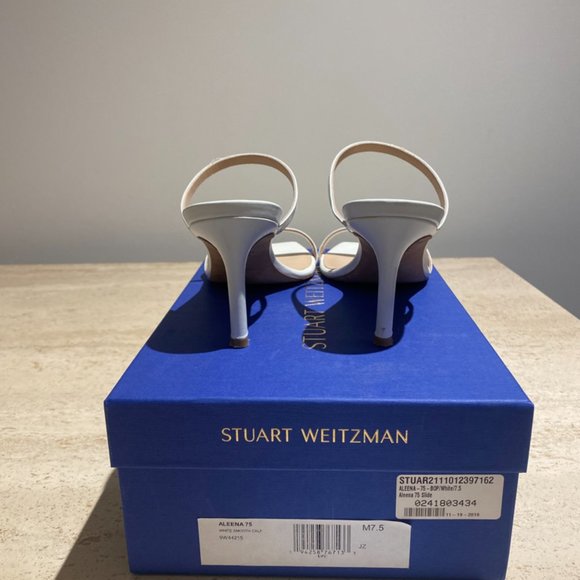Stuart Weitzman White Leather Aleena 75 Size 7.5 - Picture 4 of 6